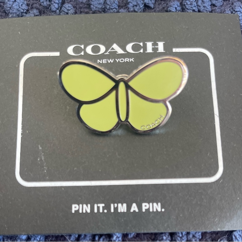 Vintage COACH Green Enamel Butterfly Lapel Pin Brooch Purse Backpack Pin Charm